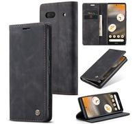 Cracedily Case for Google Pixel 6A Mobile Phone, Premium Leather Flip Case, Foldable Wallet Case with Magnetic Card Slot, Stand Function, Protective Flip Case for Google 6A Phone, Black