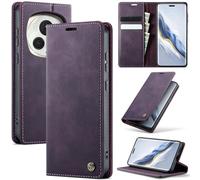 Cracedily Wallet Case for Honor Magic 6 Pro Leather Wallet Flip Cover with Card Holder, Kickstand, Magnetic Closure, RFID Blocking TPU Shockproof Phone Case Compatible with Honor Magic 6 Pro, Purple
