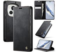 Cracedily Wallet Case for Honor Magic 6 Pro Leather Wallet Flip Cover with Card Holder, Kickstand, Magnetic Closure, RFID Blocking TPU Shockproof Phone Case Compatible with Honor Magic 6 Pro, Black