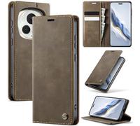 Cracedily Wallet Case for Honor Magic 6 Pro Leather Wallet Flip Cover with Card Holder, Kickstand, Magnetic Closure, RFID Blocking TPU Shockproof Phone Case Compatible with Honor Magic 6 Pro, Coffee