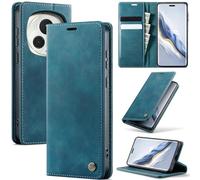 Cracedily Wallet Case for Honor Magic 6 Pro Leather Wallet Flip Cover with Card Holder, Kickstand, Magnetic Closure, RFID Blocking TPU Shockproof Phone Case Compatible with Magic 6 Pro, Blue-Green