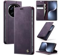 Cracedily Wallet Case for Honor Magic 7 Pro Leather Wallet Flip Cover with Card Holder, Kickstand, Magnetic Closure, RFID Blocking TPU Shockproof Phone Case Compatible with Honor Magic 7 Pro, Purple