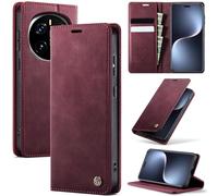 Cracedily Wallet Case for Honor Magic 7 Pro Leather Wallet Flip Cover with Card Holder, Kickstand, Magnetic Closure, RFID Blocking TPU Shockproof Phone Case Compatible with Honor Magic 7 Pro, Red