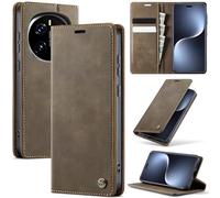 Cracedily Wallet Case for Honor Magic 7 Pro Leather Wallet Flip Cover with Card Holder, Kickstand, Magnetic Closure, RFID Blocking TPU Shockproof Phone Case Compatible with Honor Magic 7 Pro, Coffee