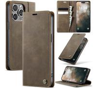 Cracedily Wallet Case for iPhone 15 Pro Leather Wallet Flip Cover with Card Holder, Kickstand, Magnetic Closure, RFID Blocking TPU Shockproof Phone Case Compatible with iPhone 15 Pro, Coffee