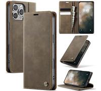 Cracedily Wallet Case for iPhone 16 Pro Max Leather Wallet Flip Cover with Card Holder, Kickstand, Magnetic Closure, RFID Blocking TPU Shockproof Phone Case Compatible with iPhone 16 Pro Max, Coffee