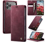 Cracedily Wallet Case for iPhone 17 Pro Max Leather Wallet Flip Cover with Card Holder, Kickstand, Magnetic Closure, RFID Blocking TPU Shockproof Phone Case Compatible with iPhone 17 Pro Max, Red