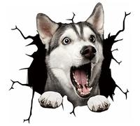 Crack Car Sticker, Dog Window Clings Car Crack Decals Pet Stickers Realistic Animal Funny 3D Husky Toilet Wall Truck Door Glass Simulation Static Stickers Decoration