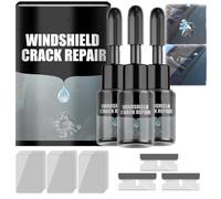 Crack Gone Glass Repair Kit for Chips and Cracks, Cracked Windshield Repair Kit, Universal Windscreen Chip Repair Kit, Glass Crack Repair Liquid, Windscreen Repair Kit for Most Crack Types (3PCS)