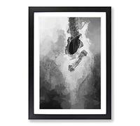 Cracked Acoustic Guitar in Abstract Framed Print | A2 Black Framed Wall Art | Ready to Hang | Abstract Music Picture | Living Room Bedroom Lounge Office