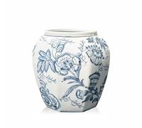 Cracked Ancient Chinese Oriental Ceramic Ginger Jar Vase for Home Decor, Chinoiserie Porcelain Ceramic Ginger Jars Vase with Lid (A1)