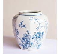 Cracked Ancient Chinese Oriental Ceramic Ginger Jar Vase for Home Decor, Chinoiserie Porcelain Ceramic Ginger Jars Vase with Lid (C2)