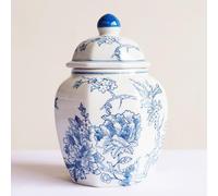 Cracked Ancient Chinese Oriental Ceramic Ginger Jar Vase for Home Decor, Chinoiserie Porcelain Ceramic Ginger Jars Vase with Lid (D2)