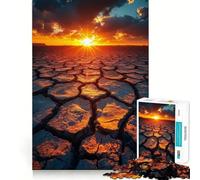 Cracked Earth at Sunset 1000 Piece Jigsaw Puzzles for Teenagers Jigsaw Logic Boost, Snug Connection, Home Fun, Birthday Idea (38x52cm)