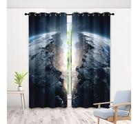 Cracked Earth Curtains 72 Inch 2 Panels, Space Mysterious Planet 3D Pattern Drapes with Eyelet Thermal Insulated Curtain, Modern Apocalyptic Blackout Curtains for Bedroom Living Room, 52" x 72"