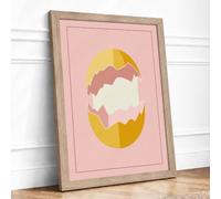 Cracked Egg Form Minimalist Framed Wall Art Print A1 (84.1×59.4cm) Oak,