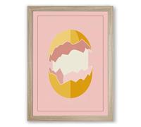 Cracked Egg Form Minimalist Framed Wall Art Print A1 (84.1×59.4cm) Oak, Wall Decor for Living Room, Bedroom, Office & Home, Ready to Hang, Art Gift