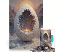 Cracked Egg with Candle Jigsaw Puzzles for Adults 1000 Piece Logic Fun, Smooth Thick, Playful Challenge, Xmas Santa Gift (38x26cm)