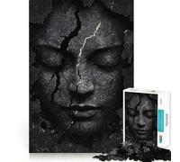 Cracked Face Abstract Art Jigsaw Puzzles for Adults 1000 Piece Logic Fun, Smooth Thick, Playful Challenge, Xmas Santa Gift (38x52cm)