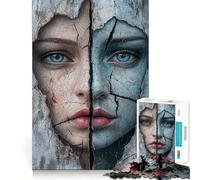 Cracked Face Portrait 1000 Piece Jigsaw Puzzles for Teenagers Jigsaw Logic Boost, Snug Connection, Home Fun, Birthday Idea (50x75cm)