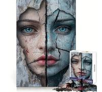 Cracked Face Portrait 1000 Piece Jigsaw Puzzles for Teenagers Jigsaw Logic Boost, Snug Connection, Home Fun, Birthday Idea (50x75cm)