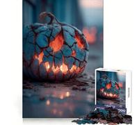 Cracked Halloween Pumpkin with Candlelight Jigsaw Puzzles for Adults 1000 Piece Logic Exercise, DIY Fun, Family Activity, Room Accent (50x75cm)