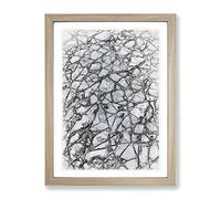 Cracked Ice In Abstract Modern Framed Wall Art Print, Ready to Hang Picture for Living Room Bedroom Home Office Décor, Oak A3 (34 x 46 cm)