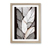 Cracked Leaves Abstract Framed Print for Living Room Bedroom Home Office Décor, Wall Art Picture Ready to Hang, Oak A3 Frame (34 x 46 cm)