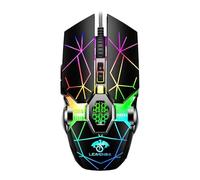 Cracked Pattern RGB Gaming Mouse Wired, 7 Programmable Buttons Ergonomic LED Light Mouse for FPS MOBA Streaming Office Study Use, High Precision Optical Sensor USB PC Mouse (7D Color Luminous Mouse)