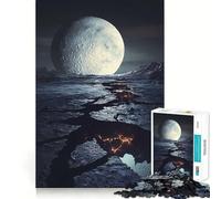 Cracked Planet Surface with Moon Jigsaw Puzzles for Adults 1000 Piece Logic Exercise, DIY Fun, Family Activity, Room Accent (38x52cm)
