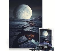 Cracked Planet Surface with Moon Jigsaw Puzzles for Adults 1000 Piece Logic Exercise, DIY Fun, Family Activity, Room Accent (38x52cm)