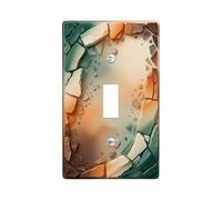 Cracked Single Light Switch Cover Plate, Modern Industrial Rock Stone None Teal Plastic Standard Size Wall Switch Plates Accents for New Apartment Home Bedroom Office Decor (Single)