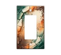 Cracked Single Rocker Light Switch Cover, Modern Industrial Rock Stone None Teal Plastic Standard Size Accents Wall Switch Plates for Home Living Room Bedroom Bathroom Decor