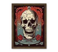 Cracked Skull in a Glass Jar Tattoo Ink Body Art Rockabilly Americana 50s Artwork Framed Wall Art Print 18X24 Inch