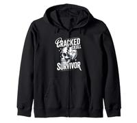 Cracked Skull Survivor Head Trauma Warrior Zip Hoodie