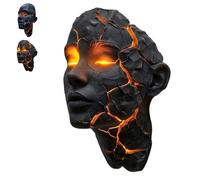 Cracked Soul Wall Light, Decorative Resin Wall Sconce with 3D Shattered Face Design, Black Lava Pattern LED Night Lamp for Gothic Home Decor, Bedroom, Living Room & Bar (#B)
