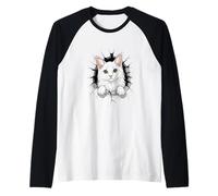 Cracked Wall Turkish Angora Ankara Cat Raglan Baseball Tee