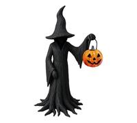 Cracker Barrel Witch Statue, Gothic Halloween Witch Statue Resin Witch Figure Ghost Sculpture, Decorative Gothic Spooky Standing Desktop Ornament Sculpture Halloween Haunted House Decor (With Pumpkin)