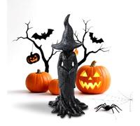 Cracker Barrel Witch Statue,Hand-Painted Enchanting Witch Statue: The Guardian of Your Home,Halloween Resin Figurine,Retro Magician Decor,Dark Fantasy Ornament,Nib Festival Collectible(11.8in)