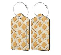 Cracker Wheat Cookie Luggage Tags for Suitcases Travel Bag Tags Name Tag Personalized Leather Luggage Tag with Privacy Cover Label Card 2 Pcs