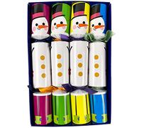 Crackers Ltd Box of 4 Family Fun Finger Puppet Colurful Snowman Design Christmas Crackers