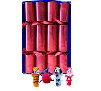 Crackers Ltd Box of 4 Family Fun Finger Puppet Red Swirls Christmas Crackers