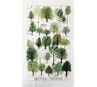 Crackers Ltd British Trees Illustrated Cotton Tea Towel, Traditional Botanical Forest Design, 480 x 800mm Kitchen Towel with Native Species Identification Guide