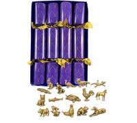 Crackers Ltd Christmas Crackers Gift Set, 4 Pack, Purple Link Design, with Brass Animal Miniature Inside
