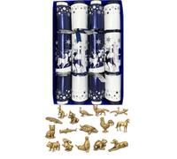 Crackers Ltd Christmas Crackers Gift Set, 4 Pack, Snowy Forest Design, with Brass Animal Miniature Inside
