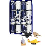 Crackers Ltd Christmas Crackers Set, Blue and White Snowy Forest Design, Pull-Back Animal Racing Toys Inside, 6 Pack