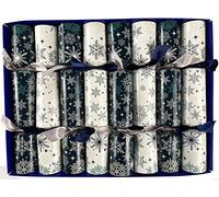 Crackers Ltd Fill Your Own Christmas Crackers - Box of 8 Midnight Snowflake Design with Satin Ribbons