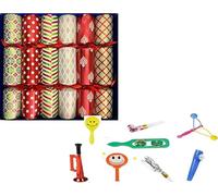 Crackers Ltd Large Musical Christmas Crackers, Set of 6, Red & Green with Satin Ribbons, Includes Reusable Musical Instruments