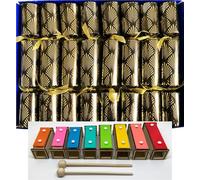 Crackers Ltd Musical Christmas Crackers with Mini Xylophones - Art deco design in Black with Gold