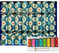 Crackers Ltd Musical Christmas Crackers with Mini Xylophones - Winter Birds Design on Silver